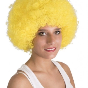 Sarı Renk Kıvırcık Afro Bonus Peruk
