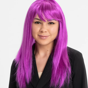 Fuşya Renk Düz Kesim Uzun Parti Peruğu Takma Saç