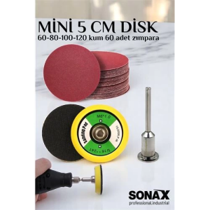 BFS  Pimli Mini Cırt Zımpara Taban Seti Gravür Ve Matkap Uyumlu 5 cm 60 Adet Zımparalı Set