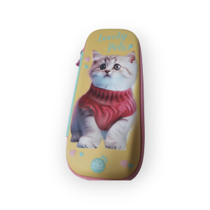 Kalemlik Kutusu Fermuarlı Kabartmalı Kedi Desenli