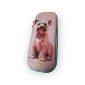 Kalemlik Kutusu Fermuarlı Kabartmalı Köpek Desenli