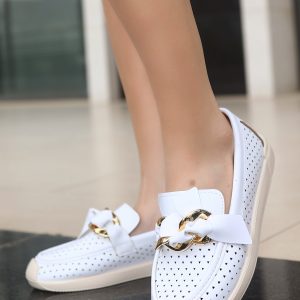 Riwan Beyaz Cilt Babet Ayakkabı