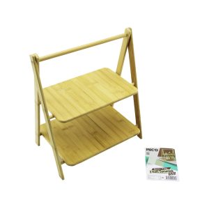 STAND - AYAKLI  2 KATLI AHŞAP - BAMBU SERVİS SUNUM TAHTASI 18X28CM -- 22X28CM (5296)