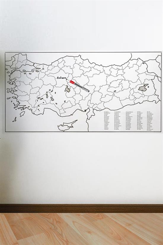 Yazılabilir Türkiye Haritası Manyetik Duvar Stickerı 110 x 56 cm (5296) - Görsel 4