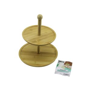 YUVARLAK  2 KATLI AHŞAP - BAMBU SERVİS SUNUM TAHTASI ÇAP: 20CM -- ÇAP:25CM (5296)