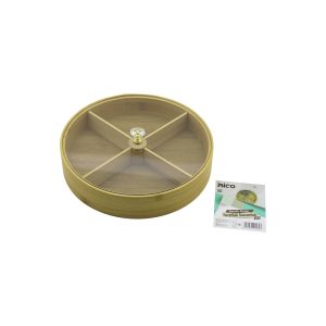 YUVARLAK 4 BÖLMELİ=2IN1=BÖLMESİZ ÇOK AMAÇLI KUTU AHŞAP BAMBU SERVİS SUNUM TEPSİ - TAHTASI 22CM (5296)