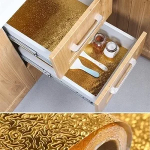 2 Metre Kendinden Yapışkanlı Silinebilir Mutfak Tezgah Üstü Sticker Folyo Gold Renk (5296)