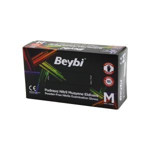 BEYBİ M SİYAH PUDRASIZ NİTRİL MUAYENE ELDİVENİ 100LÜ (5296)