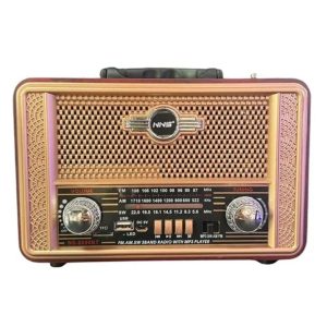 Retro, Nostaljik, Ahşap Tasarım Bluetooth Hoparlörlü, Şarjlı, Taşınabilir Otantik Tasarımlı FM/AM Destekli Radyo NS8098 (5296)