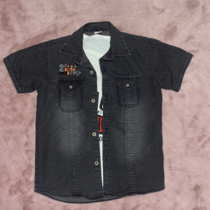 3-9 yaş Tshirt gömlek ikili takım kısa kol füme