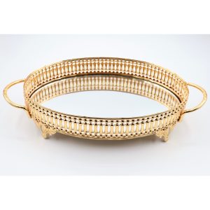 Metal Aynalı Oval Tepsi (28*20)