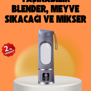 12 Bıçaklı Şarjlı Meyve Sıkacağı – Tip-C Taşınabilir Blender 450 ml