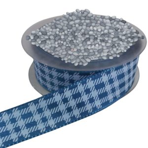 Tafta Ekoseli Kurdele 25 mm İndigo 10 Metre