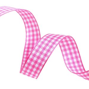 Tafta Ekoseli Kurdele 25 mm Pembe 1 Metre