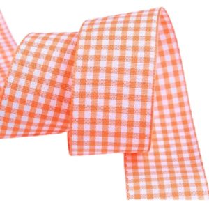 Tafta Ekoseli Kurdele 25 mm Turuncu 2 Metre