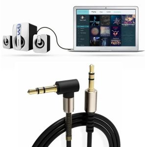 BUFFER® 3.5mm AUX Kablosu Jak Erkek Erkek L Tipi 1 Metre Ses Aktarım Kablosu