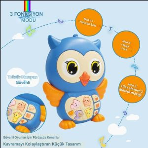 Baykuş Eğitici Bebek Piyanosu - Mavi (Lisinya)