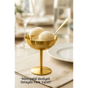 BFS Gold Inox Çelik Ayaklı Dondurma ve Sunum Kasesi – Tatlı, Lokum ve Sunum Kabı