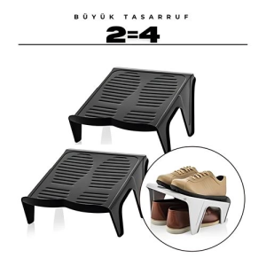 BFS 2'li Ayakkabı Düzenleyici Twin Set – Çift Katlı Tasarım | Dolap İçi Alan Tasarrufu | Kaymaz Yüzey