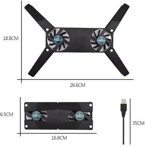 Katlanabilir Laptop Soğutucu 2 fanlı (5296) - Görsel 3