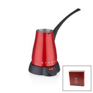 KIRMIZI ELEKTİRKLİ CEZVE TÜRK KAHVE MAKİNESİ 5 FİNCAN - 400ML HAZNE PASLANMAZ ÇELİK 360 DERECE DÖNEBİLME SCM-2960 (5296)