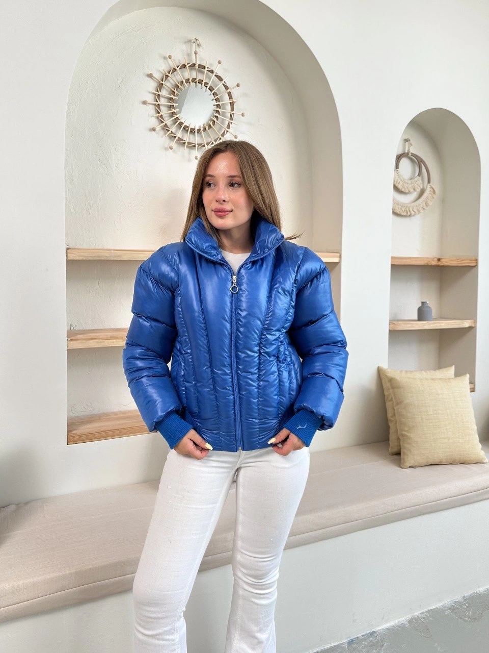 Puffer kısa mont mavi st25534 - Görsel 6