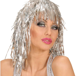 Gümüş Işıltılı Metalize Parti Peruğu
