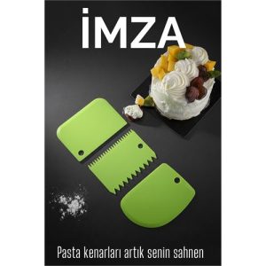 3’lü Dekoratif Şekillendirme Aparatı Hamur Pasta Kesici Kazıma (Düz, Dişli, Kavisli)