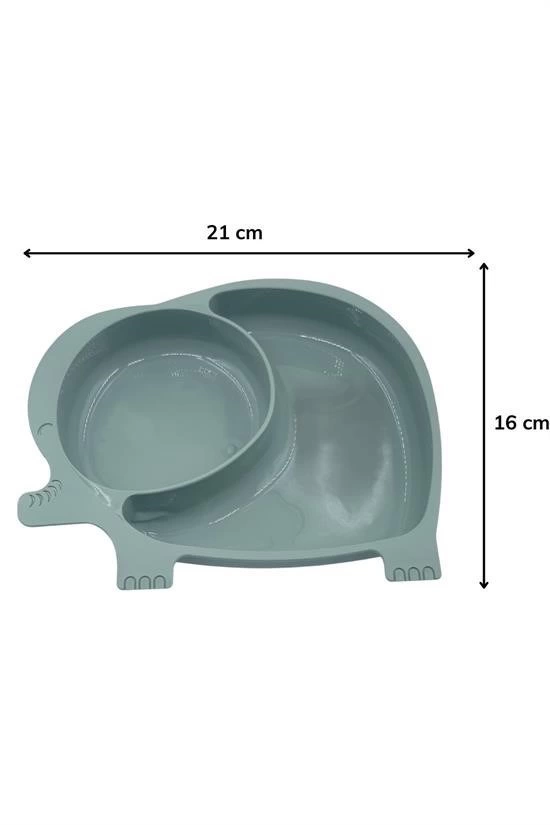 Bebek ve Çocuk için Sevimli Fil Model Desenli Yemek Bebek Mama Kabı Bölmeli Tabak - Görsel 4