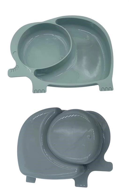 Bebek ve Çocuk için Sevimli Fil Model Desenli Yemek Bebek Mama Kabı Bölmeli Tabak - Görsel 5