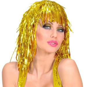 BFS Altın Sarısı Işıltılı Metalize Parti Peruğu