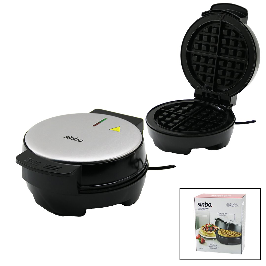 BELÇİKA WAFFLE MAKİNESİ ELEKTRİKLİ 4 WAFFLE - YAPIŞMAZ DÖKÜM PLAKA PASLANMAZ ÇELİK ÜST KAPLAMA SSM-2591 (5224)