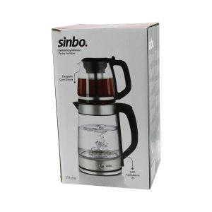 CAM ELEKTRİKLİ ÇAY SETİ ÇAYCI 2LT+1.2LT 1500W MAVİ LEDLİ 360 DERECE ÇELİK SÜZGEÇ KROM KAPLAMA (5224)