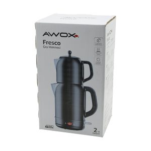 AWOX FRESCO SİYAH ELEKTRİKLİ ÇAY MAKİNESİ ÇAYCI SET 1.7LT SU ISITICI + 1.2LT DEMLİK PASLANMAZ ÇELİK GÖVDE 2200W (5224)