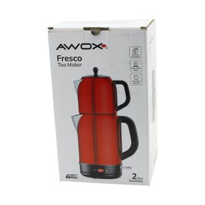 AWOX FRESCO KIRMIZI ELEKTRİKLİ ÇAY MAKİNESİ ÇAYCI SET 1.7LT SU ISITICI + 1.2LT DEMLİK PASLANMAZ ÇELİK GÖVDE 2200W (5224)