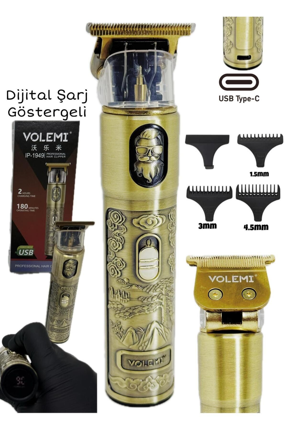 Dijital Göstergeli Saç Sakal Tıraş Makinesi - Sıfıra Yakın - IP-1949 (5224)