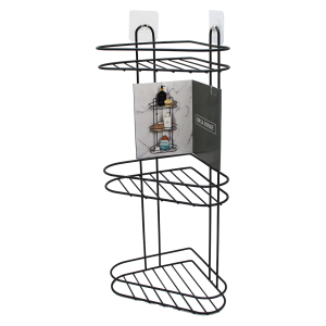 3 KATLI SİYAH METAL KÖŞE RAFI (5224)