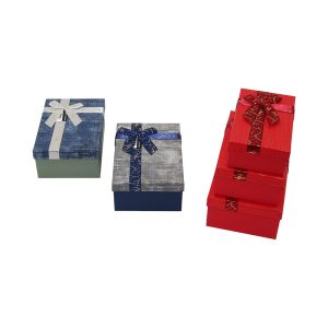 3PCS D.DÖRTGEN ÇİZGİLİ MİX RENKLİ KARTON HEDİYE KUTUSU KURDELALI 22.5X15.5-20.5X13.5-18.5X11.5CM (5296)