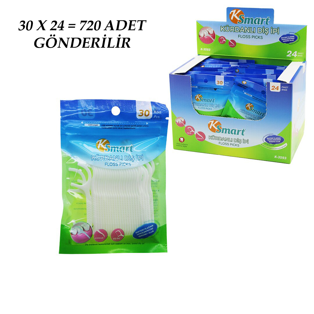 720 ADET POŞETLİ KÜRDANLI DİŞ İPİ = 30PCS X 24 (5296) - Görsel 2