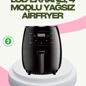 2400W Güçlü Airfryer 6L Yapışmaz Hazne Bulaşık Makinesi Uyumlu