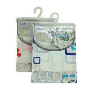 ÇİF KANAT PVC BANYO PERDESİ 2  PARÇA  X 90X180CM - 12 HALKALI (5296)