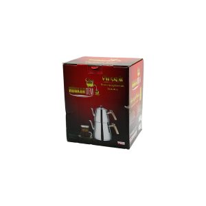 PRAMİT MİNİ BOY ÇELİK ÇAYDANLIK SETİ - TAKIMI RENKLİ BAKALİT KULP ÜST DEMLİK: 0.9LT - ALT SULUK: 1.5LT KENDİNDEN SÜZGEÇLİ (5296)