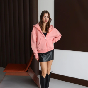 3 iplik şardonlu kapşonlu hoodie frm somon p510437