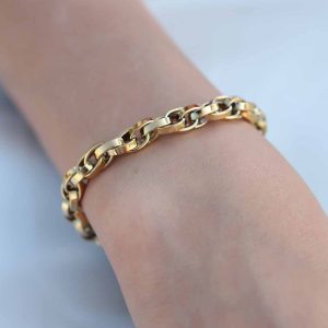Gold Renk Çelik Zincir Kadın Bileklik - TJ-BB4429