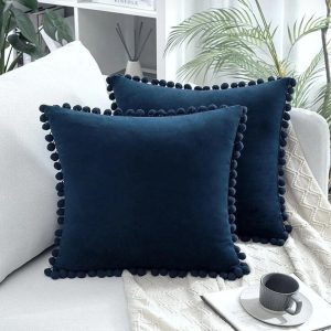 2'li ponponlu kırlent kılıf seti 40 x 40