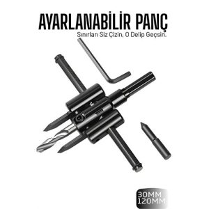 Profesyonel Ayarlı Daire Kesici Panç Seti (30-120mm) - Tungsten Çelik Uçlu Hassas Delme Seti