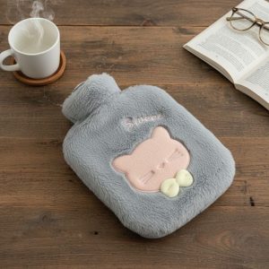 Papyonlu Kedi Figürlü Mavi renkli Peluş Sıcak Su Torbası 1 Lt – Yumuşak Kılıf, Uzun Süre Sıcak Tutan Termal Su Torbası