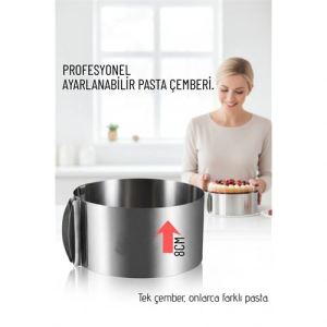 BFS Ayarlanabilir Pasta Çemberi Paslanmaz Çelik Kek Kalıbı 16-30 cm - Profesyonel Pasta Kalıbı