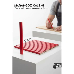 BFS SİYAH 12'Lİ Marangoz Kalemi - Ahşap İşleme Kalemi - Ahşap İşleme İşaretleme Araçları