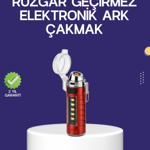 BFS USB Şarjlı Rüzgar Geçirmez Elektrikli Çakmak El Fenerli